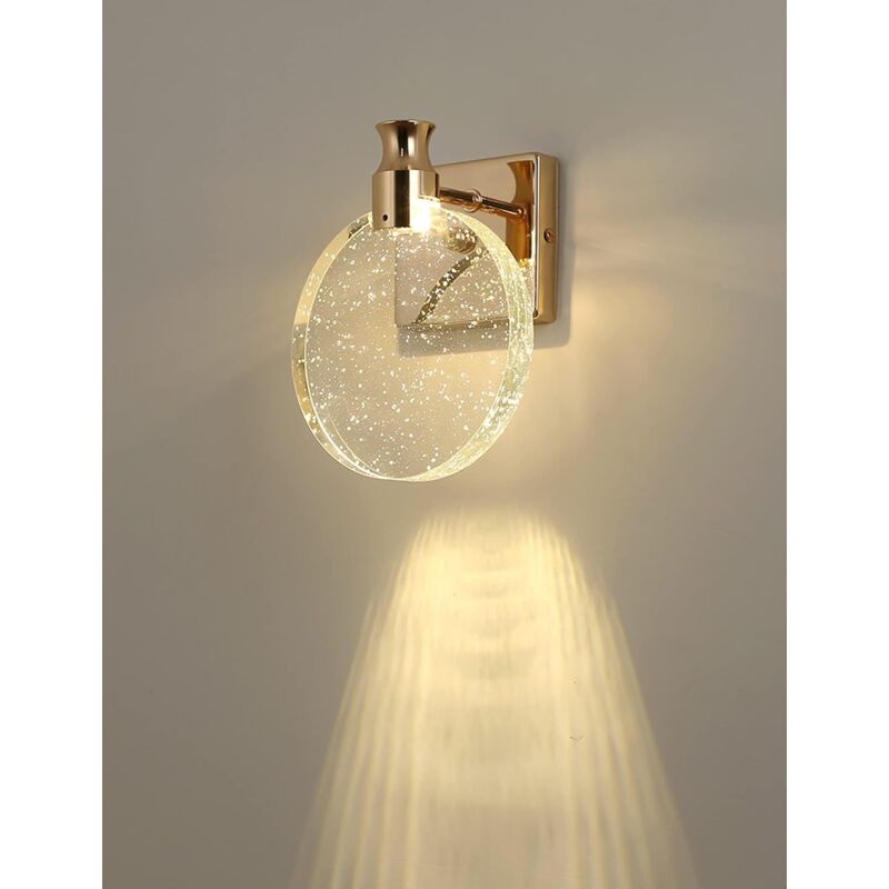 foto del prodotto torana applique da parete in cristallo, applique da interno in stile nordico di lusso, lampada da parete rotonda creativa per camera da letto,