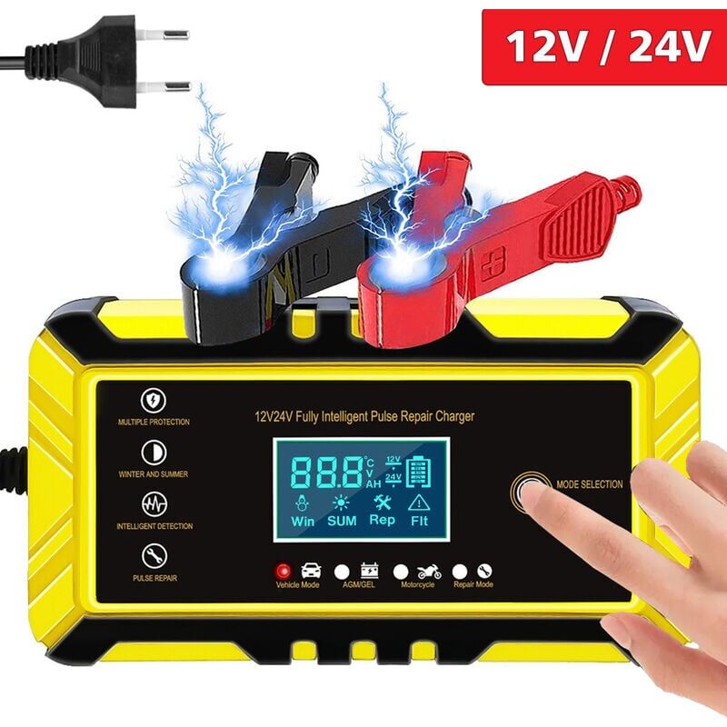 foto del prodotto torana caricabatteria per auto caricabatteria intelligente 24v 12v 8a, display lcd, mantenitore di carica batteria con tipo di protezione