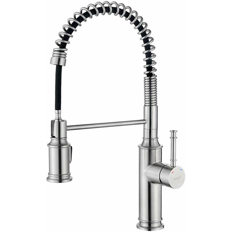 foto del prodotto torana ibergrif m22133 miscelatore da cucina con doccetta estraibile, rubinetto monocomando per lavello, nichel spazzolato
