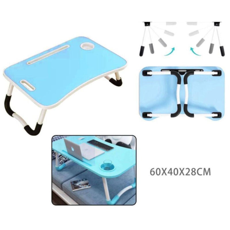 foto del prodotto torana trade shop traesio tavolino pieghevole azzurro supporto computer portatile laptop salvaspazio casa 