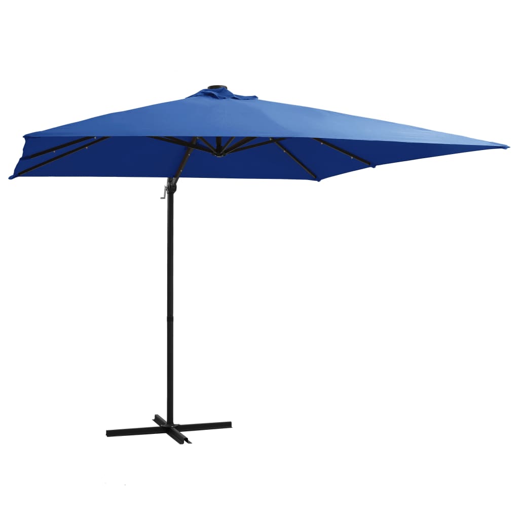 foto del prodotto torana vidaxl ombrellone a sbalzo con led e palo in acciaio 250x250cm azzurro