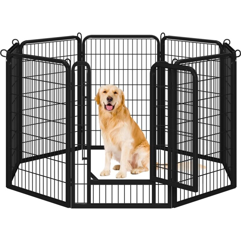 foto del prodotto torana yaheetech recinto per cani 8 pannelli 68 x 100 cm in metallo trasportabile giardino conigli cuccioli recinzione rete animali domestici nero