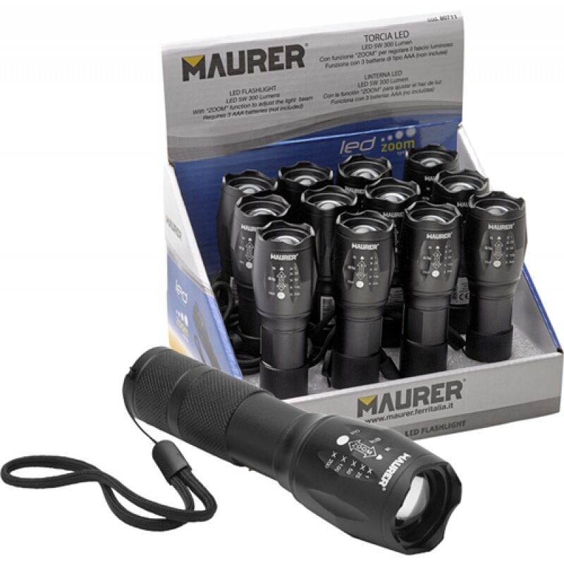 foto del prodotto torce led alluminio alta luminosita maurer batt 3aaa n incl