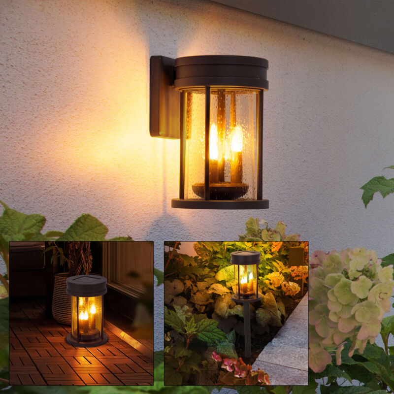 foto del prodotto torce solari per esterni lanterna da tavolo tremolante solare per esterni lampada solare da parete da giardino, lanterna 3 in 1 con fiamma danzante,