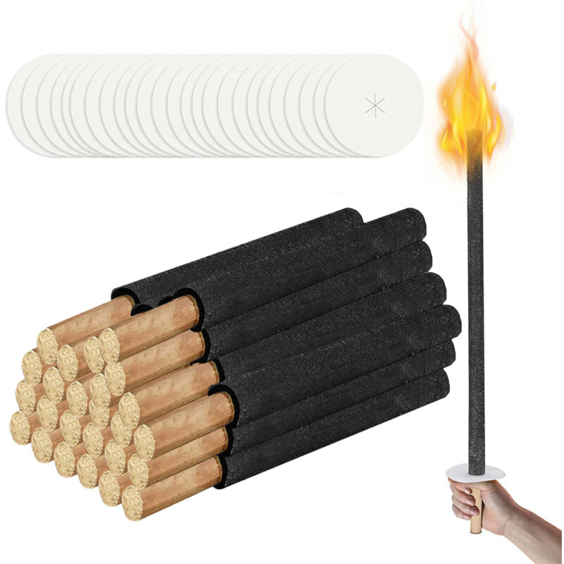 foto del prodotto torce torcia di cera con manico lungo protezione della mano torce da giardino set 25 pezzi tempo di combustione 45 min swanew