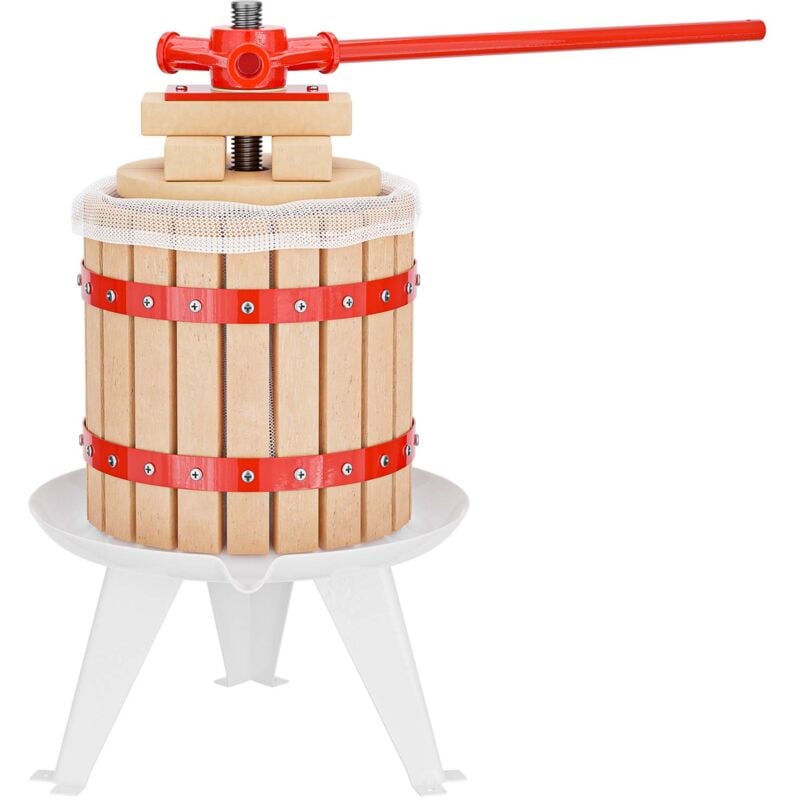 foto del prodotto torchio frutta da 12 l con gabbia in legno e scacco di spremitura, torchio a leva wiltec