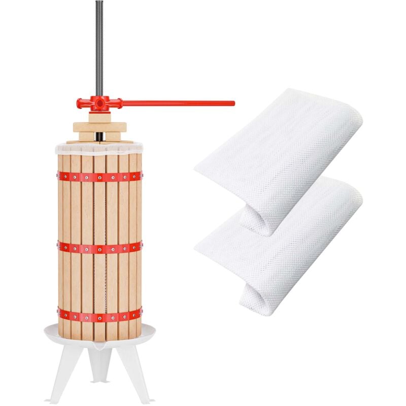 foto del prodotto torchio frutta da 30 l con gabbia in legno e 3 sacchi di spremitura, torchio a leva wiltec