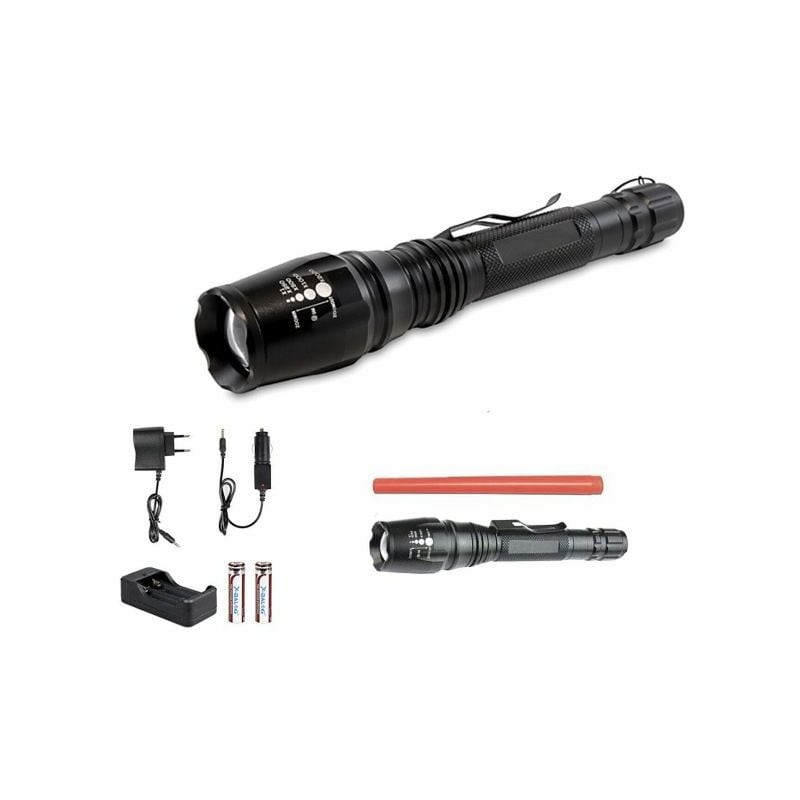 foto del prodotto torcia 100000 lumen tattica militare led t6 ricaricabile zoom 8668 t6