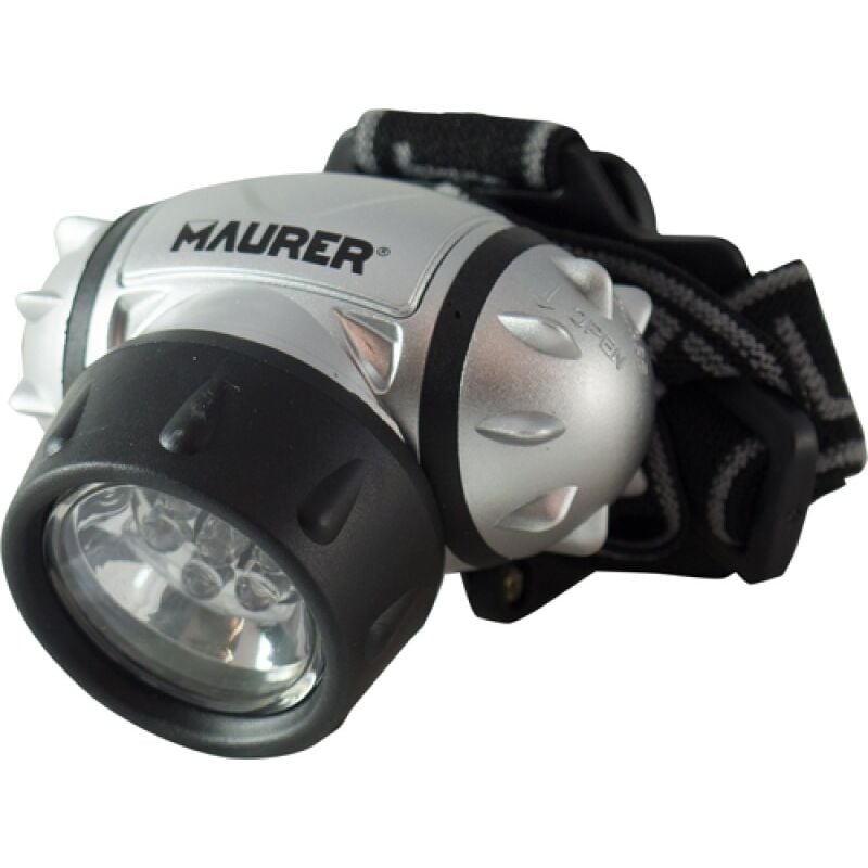 foto del prodotto torcia 7 led a batteria da testa maurer in abs con cinghie regolabili