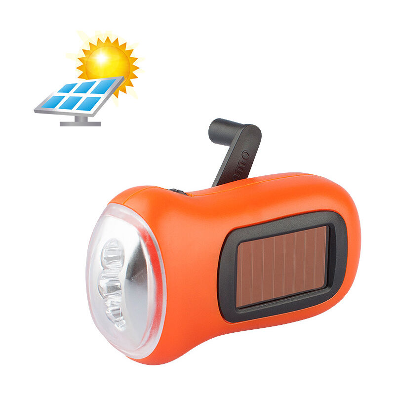 foto del prodotto torcia a dinamo, non necessario caricare la torcia di emergenza a manovella ad energia solare. pu essere utilizzata come luce da campeggio, luce