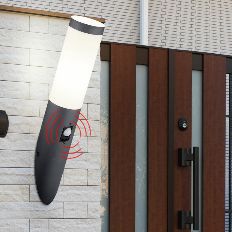 foto del prodotto torcia da parete lampada da esterno rilevatore di movimento luce per facciate antrhazit in un set con sorgente luminosa a led