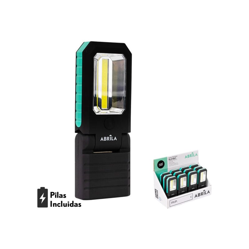 foto del prodotto torcia dede luce da lavoro led cob 300lm articolata 2,5x15,5x6cm magneti,gancio,batterie incluse