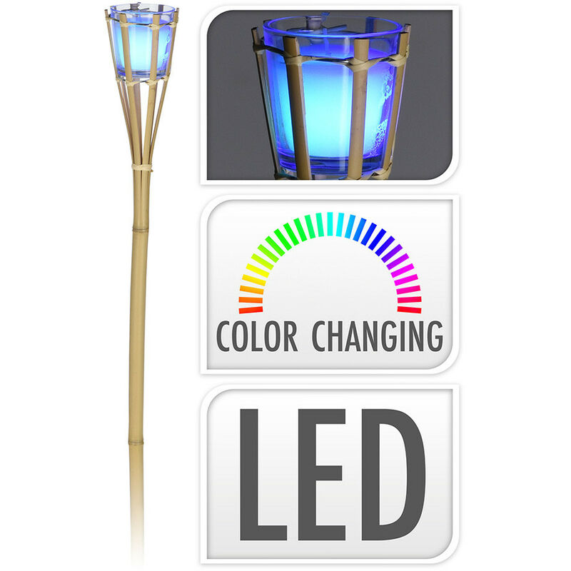 foto del prodotto torcia di bamb naturale led rgb profumata 77cm progarden