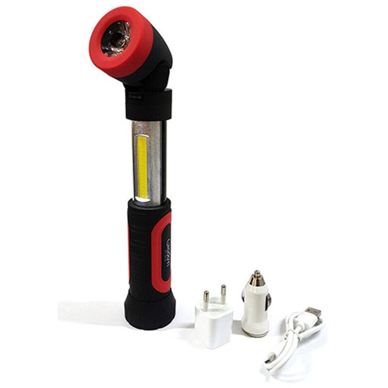 foto del prodotto torcia doppia luce led con base magnetica da lavoro ricaricabile usb dt 2018 trade shop traesio