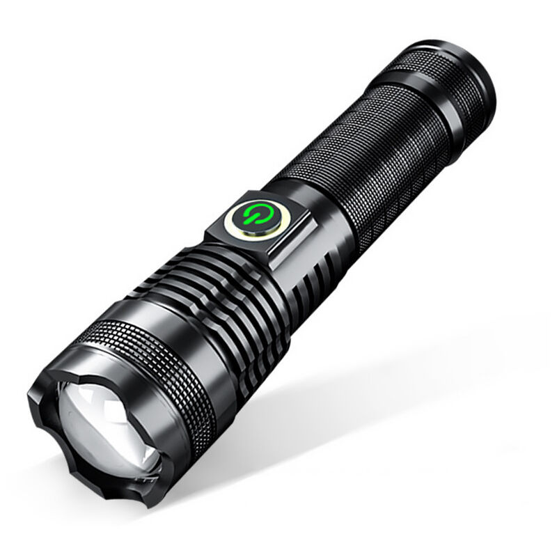foto del prodotto torcia elettrica p50 in lega di alluminio telescopica display di potenza ricarica usb luce forte