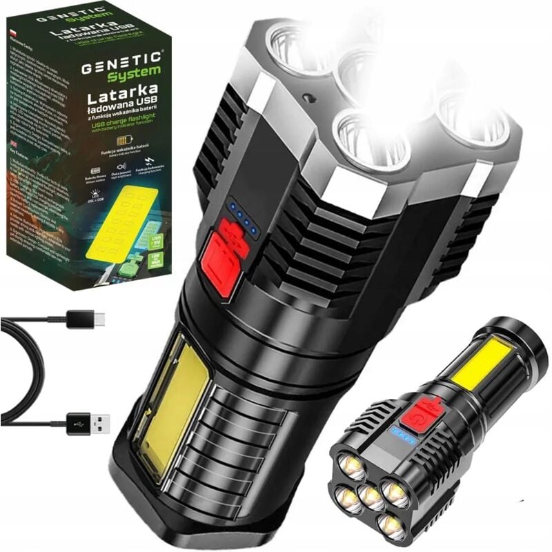 foto del prodotto torcia elettrica potente 6x led batteria 1200mah lampada di ricerca tattica portatile