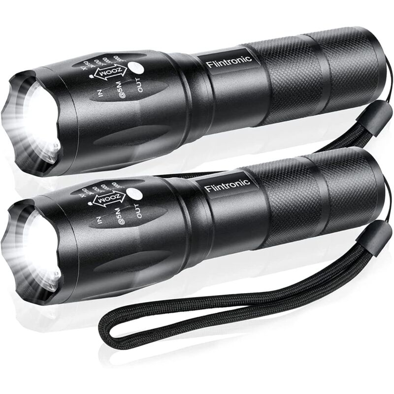 foto del prodotto torcia elettrica ultra potente, 2 torce portatili, 3000 lumen, 5 modalit , torcia led luminosa, impermeabile, antiurto, con zoom, per esterni, fai da
