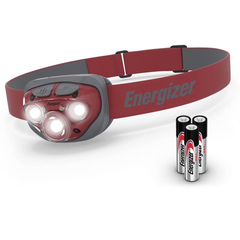foto del prodotto torcia frontale a led, potente lampada frontale luminosa, faro resistente all acqua per campeggio, pesca e corsa, batterie incluse, ross energizer