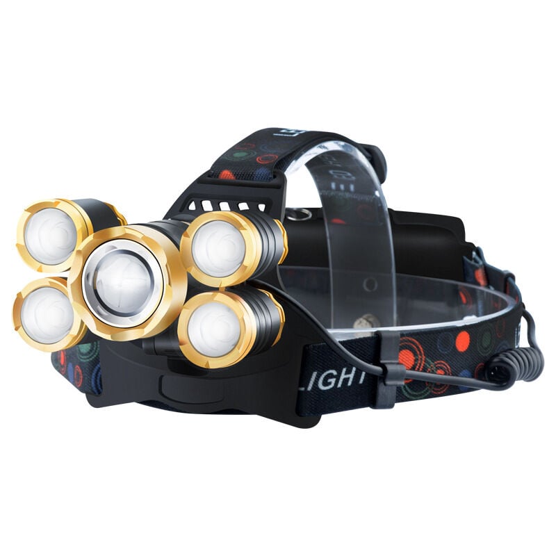 foto del prodotto torcia frontale ad alta potenza t6 strong light, torcia montata sulla testa, luce da pesca notturna per esterni ultra luminosa, luce da pesca a
