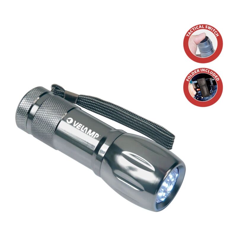 foto del prodotto torcia in alluminio 9 led, 25 lumen, con astuccio