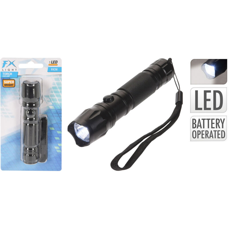 foto del prodotto torcia in alluminio nero 11 cm, 45 lumen fx light