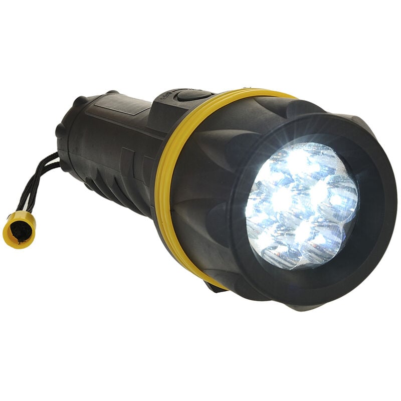 foto del prodotto torcia in gomma 7 led giallo nero