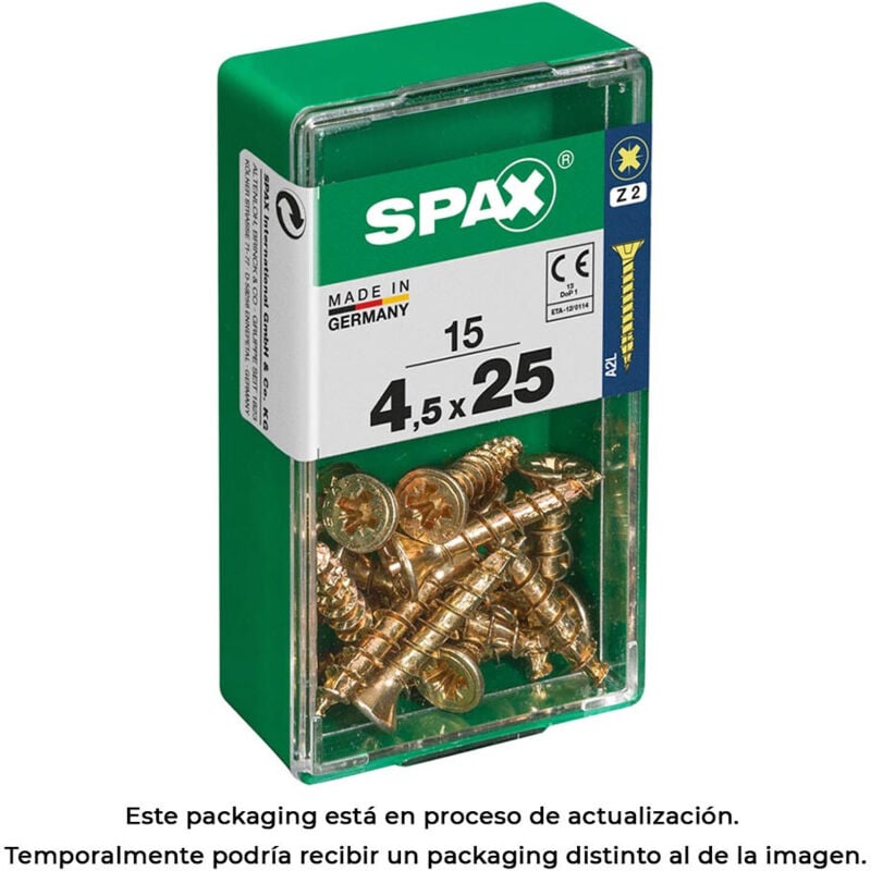 foto del prodotto torcia in legno inossidabile 4,5x25 mm testa piatta scatola 15 spax