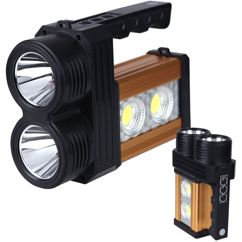 foto del prodotto torcia lampada a led ricaricabile emergenza 10w 200 metri usb luce gialla bianca - - trade shop traesio