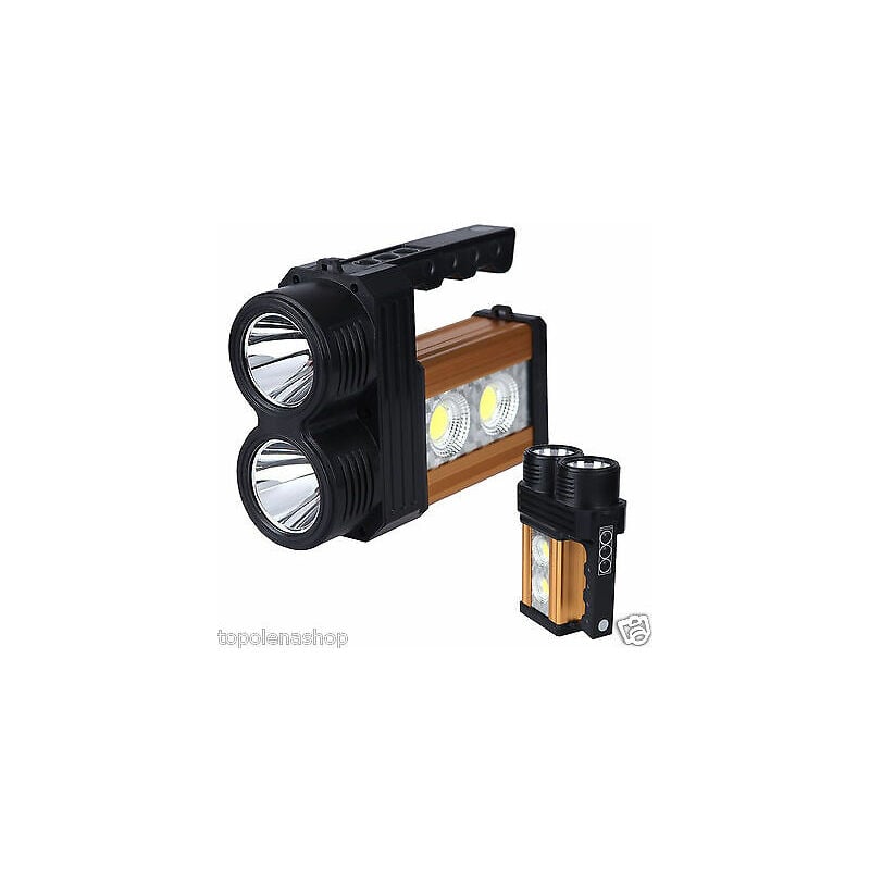 foto del prodotto torcia lampada emergenza ricaricabile 10w 200 metri usb luce gialla bianca