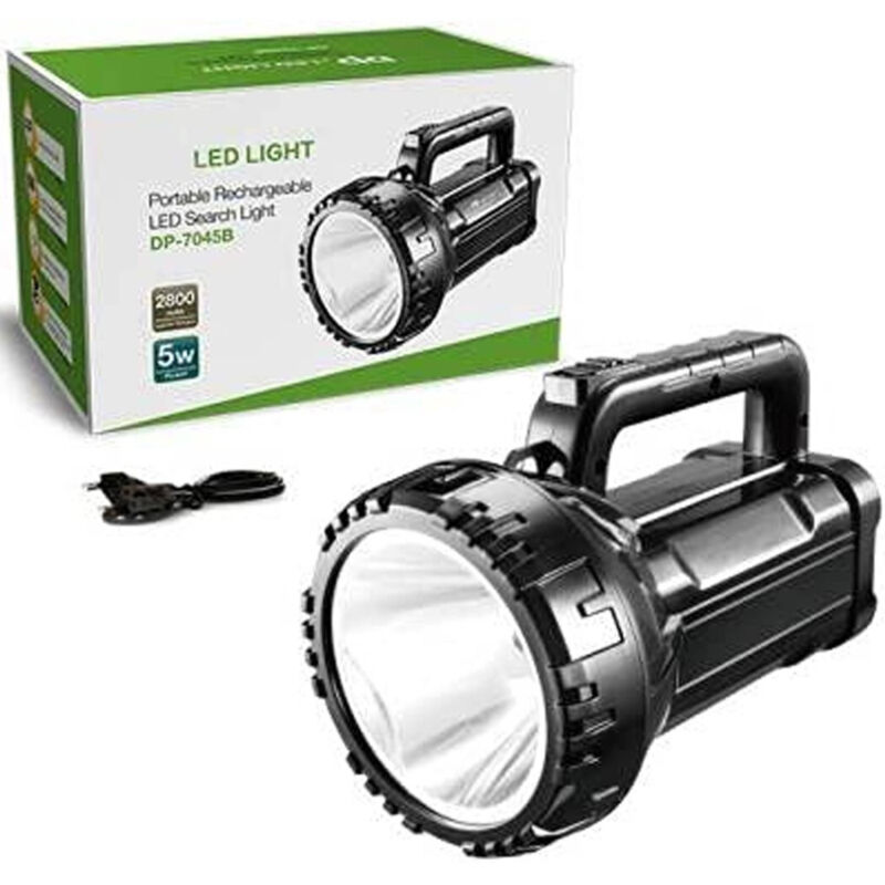 foto del prodotto torcia lampada faro portatile led 5w batteria luce emergenza doppia impugnatura - - trade shop traesio