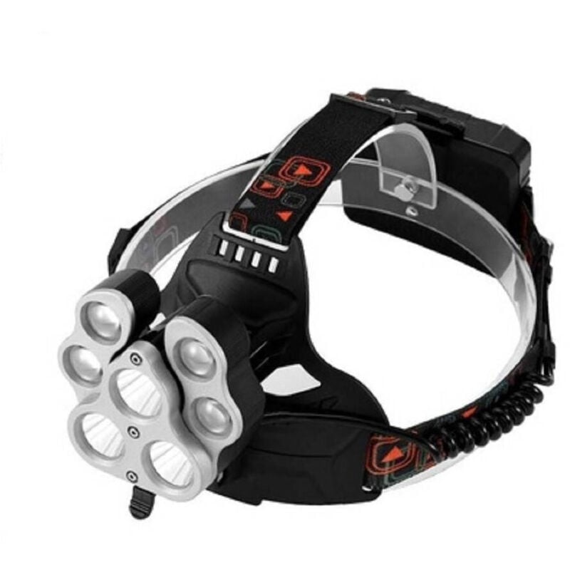 foto del prodotto torcia lampada frontale 7 led ricaricabile pesca grotte fascio luce bianca trade shop traesio