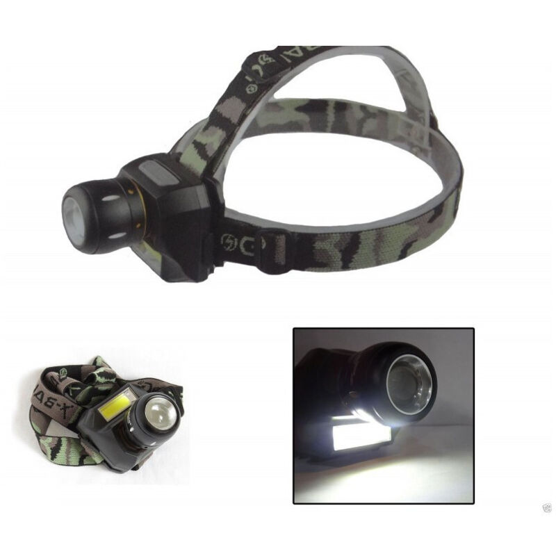 foto del prodotto torcia lampada frontale a 2 led cree cob ricaricabile 2 luci bl 6916a trade shop traesio