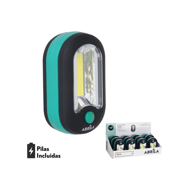 foto del prodotto torcia led cobflash con gancio e magnete nero verde 200lm 9,5x6x3,5cm compatto 3xaaa incluso