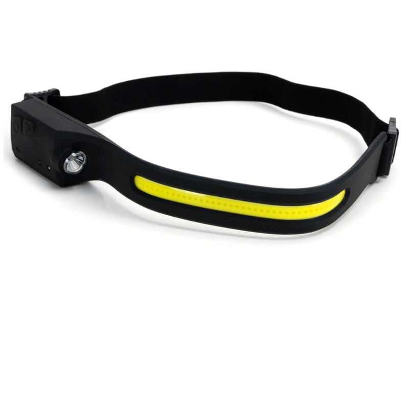 foto del prodotto torcia led frontale regolabile nera e gialla ip20 con sensore di movimento ricaricabile bianco freddo 6500k aigostar