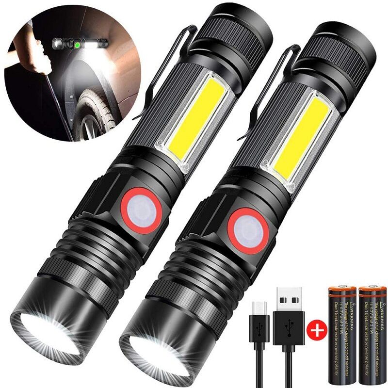 foto del prodotto torcia led mini torcia tattica portatile magnetica per campeggio all aperto emergenza 2 pezzi 