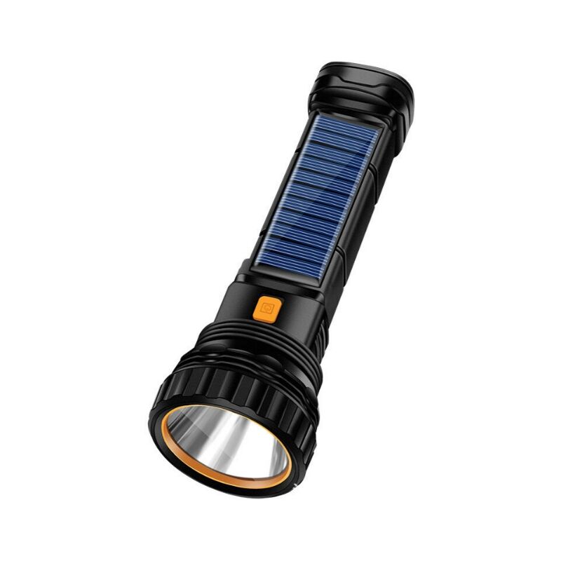 foto del prodotto torcia led multifunzione solare ricaricabile da 1000 lumen con luce stroboscopica di emergenza