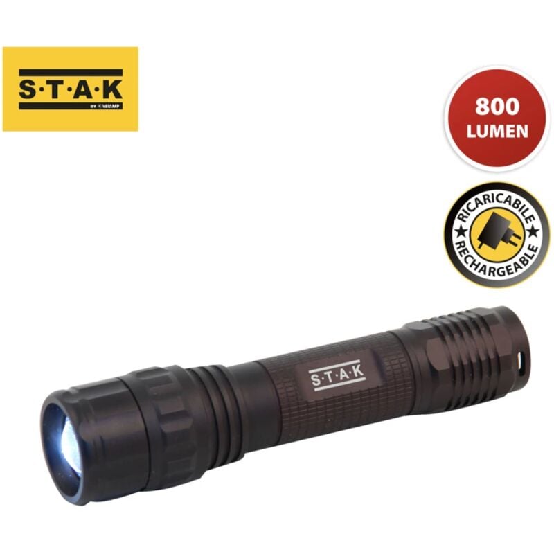 foto del prodotto torcia led ricaricabile, 800 lumen, 10w