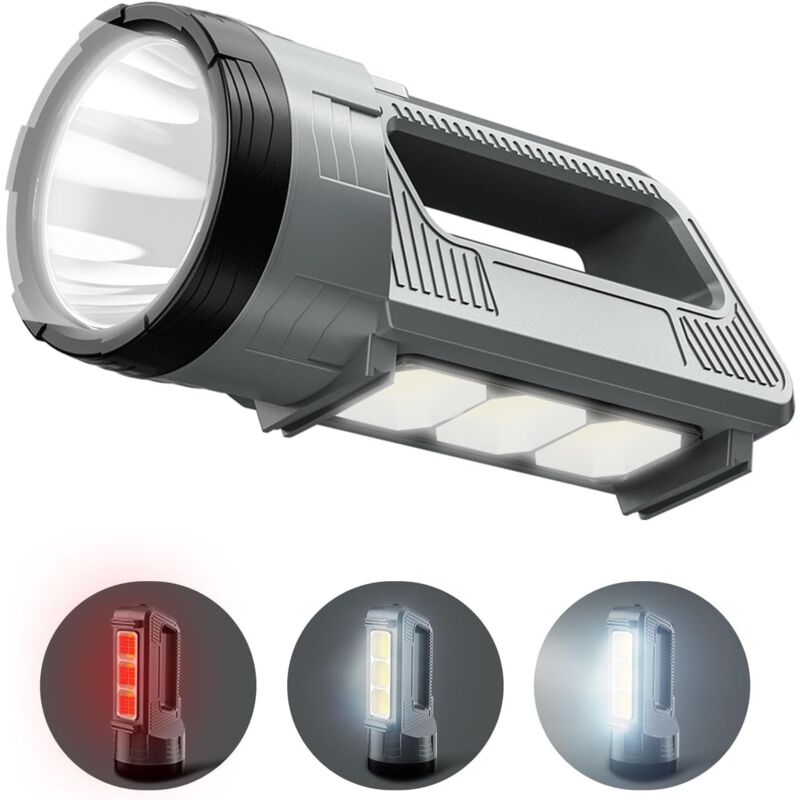 foto del prodotto torcia led ricaricabile super luminosa, potente torcia di emergenza da esterno da 6000 lumen 6 modalit , cavo usb, torcia impermeabile ipx4 per