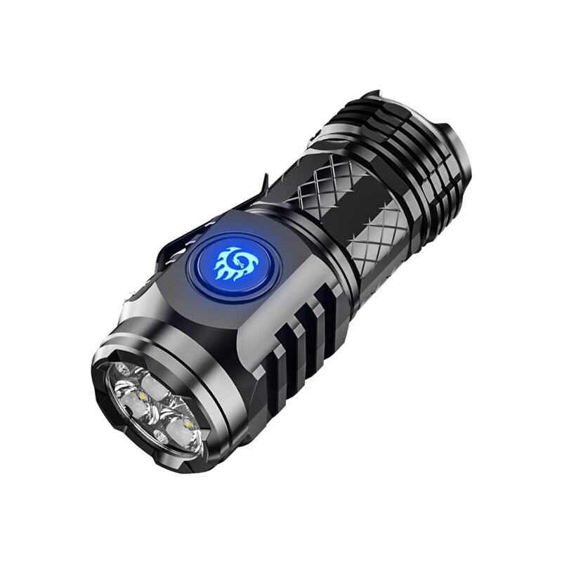 foto del prodotto torcia led ricaricabile, torcia a forma di mostro a tre occhi, torcia ricaricabile con 5 modalit , torcia tattica impermeabile per campeggio,