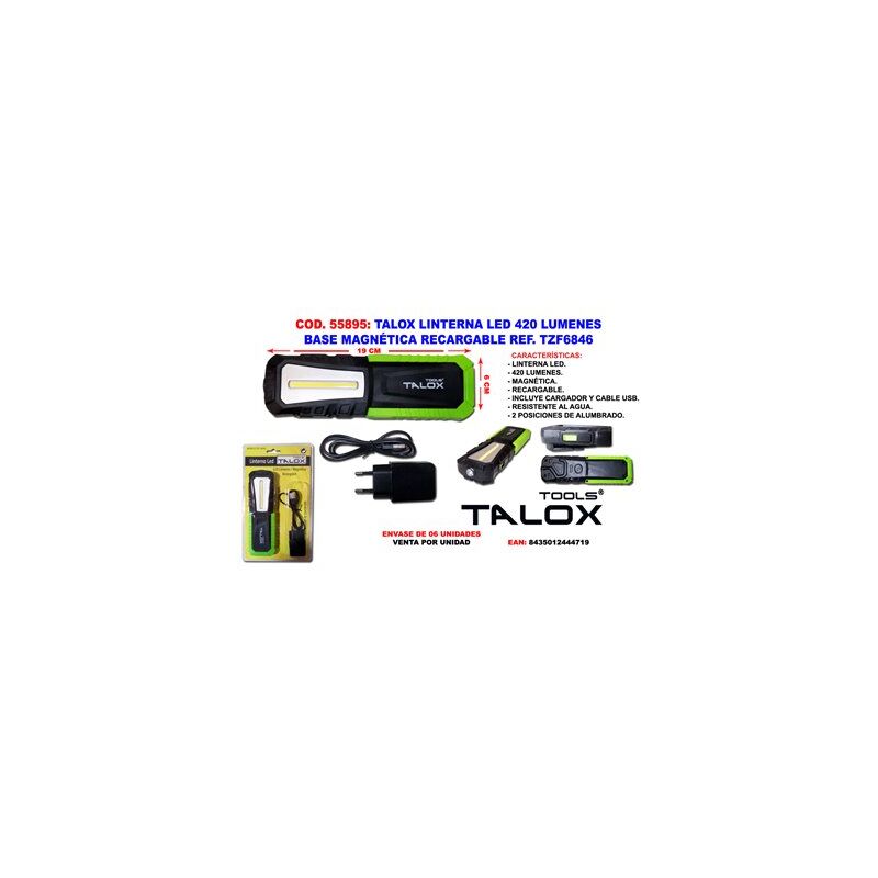 foto del prodotto torcia led talox 420 lumen ricaricabile base magnetica