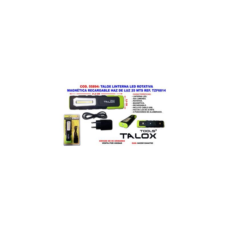 foto del prodotto torcia led talox rotante-magnetica-ricaricabile 25 m