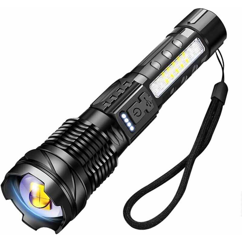 foto del prodotto torcia led ultra potente lmens, modalit torcia ricaricabile, torcia tattica con clip per campeggio, escursionismo, emergenze