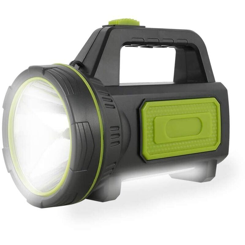 foto del prodotto torcia led ultra potente ricaricabile tramite usb con luce laterale torcia impermeabile ad alta potenza per emergenza, escursionismo, campeggio,