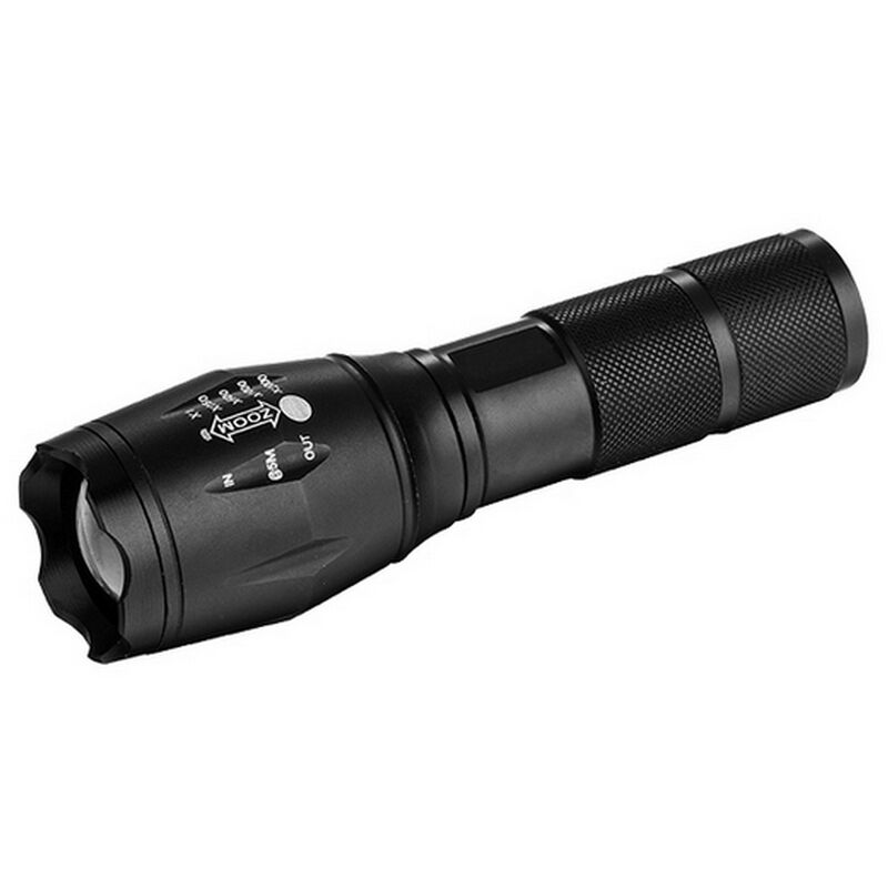 foto del prodotto torcia led xm l t6 in alluminio nera bianco freddo 6000k novaline