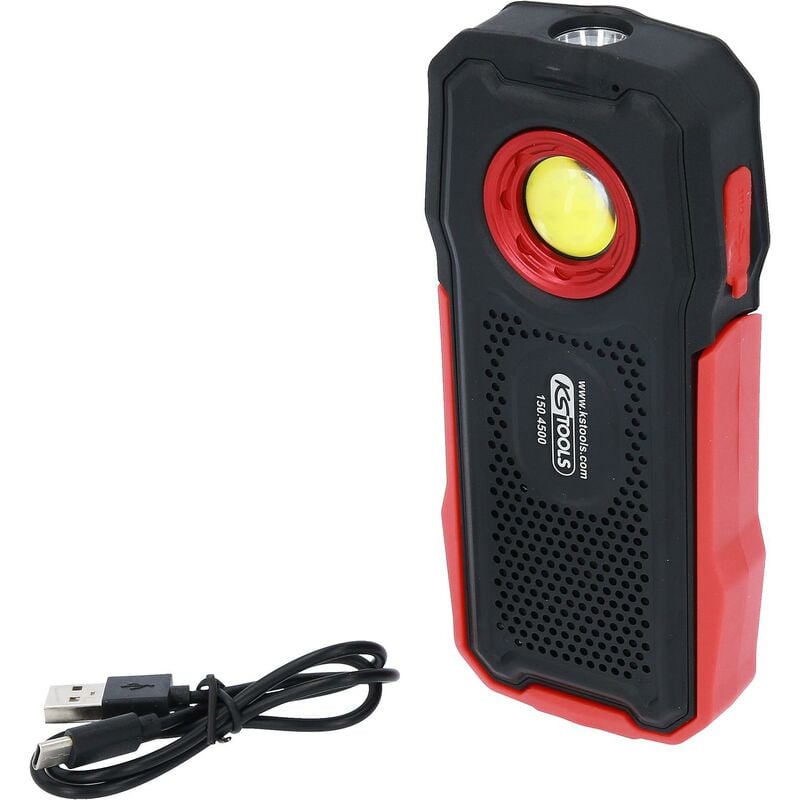 foto del prodotto torcia per officina mobile, 500 lumen, con altoparlante bluetooth, pieghevole