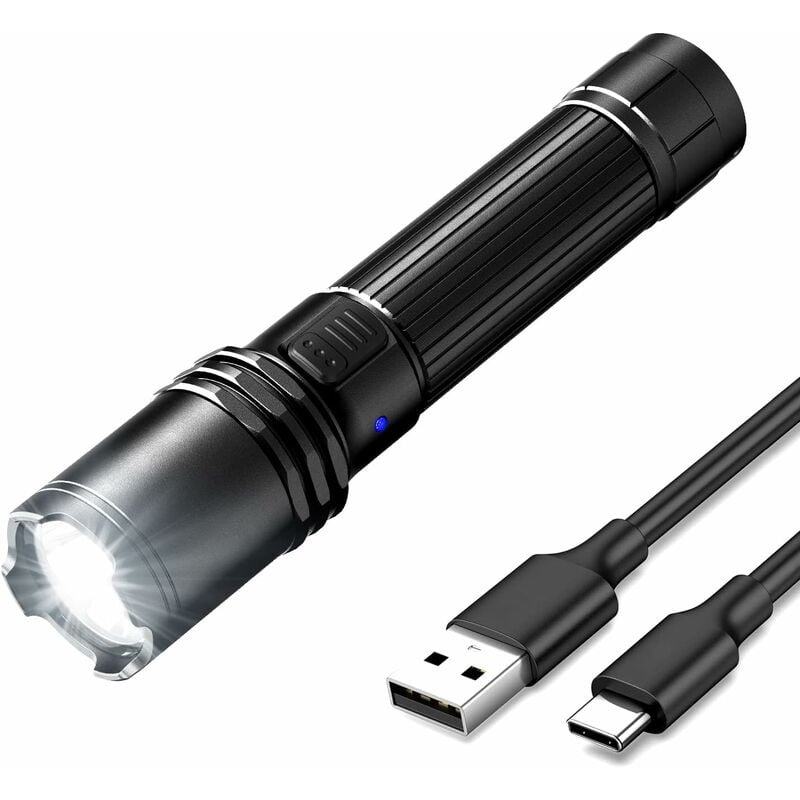 foto del prodotto torcia ricaricabile ep10 usb c 1000 lumen, torcia tattica a doppio interruttore laterale, 4 modalit , torcia impermeabile ipx6 per campeggio,