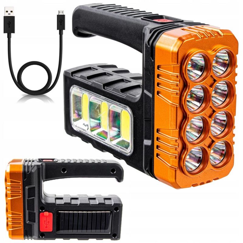 foto del prodotto torcia solare a led faro di ricerca batteria usb powerbank