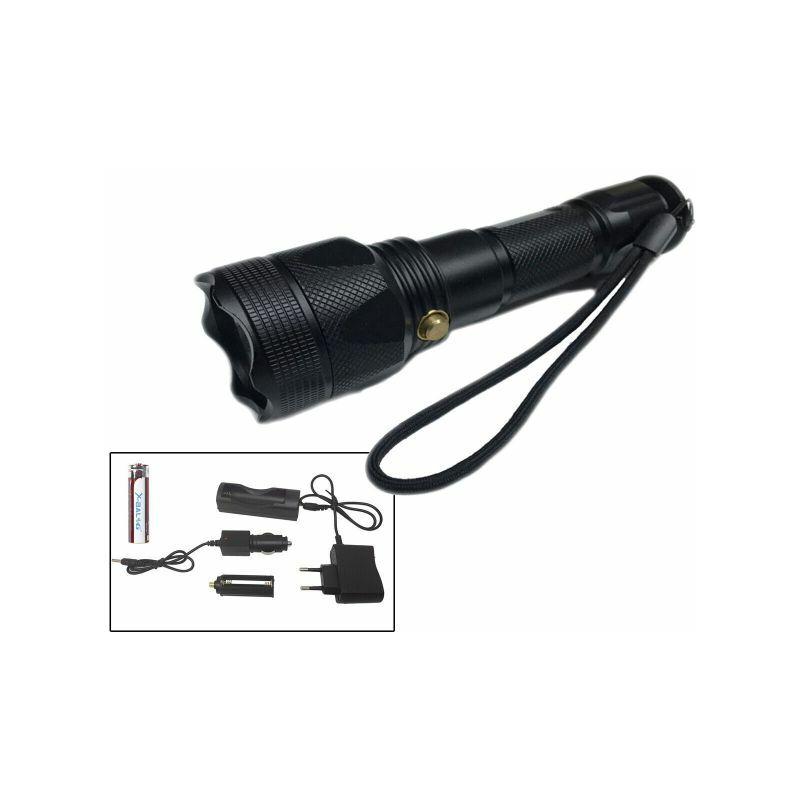foto del prodotto torcia subacquea a led ricaricabile in alluminio con batteria da 8800 mah