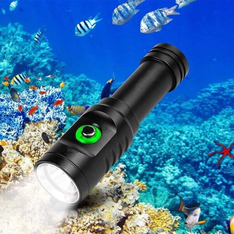 foto del prodotto torcia subacquea ricaricabile, torcia subacquea da 1000 lumen, 3 modalit , torcia subacquea impermeabile con batteria e caricabatterie per immersioni
