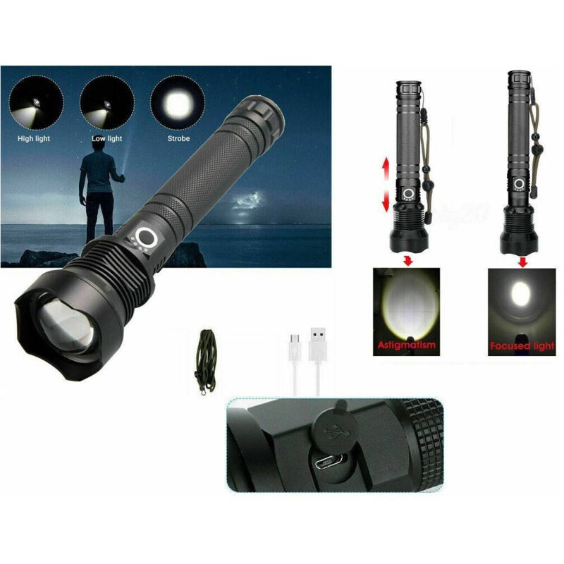 foto del prodotto torcia tattica militare led cree t6 ricaricabile zoom doppia batteria a89 p70 trade shop traesio